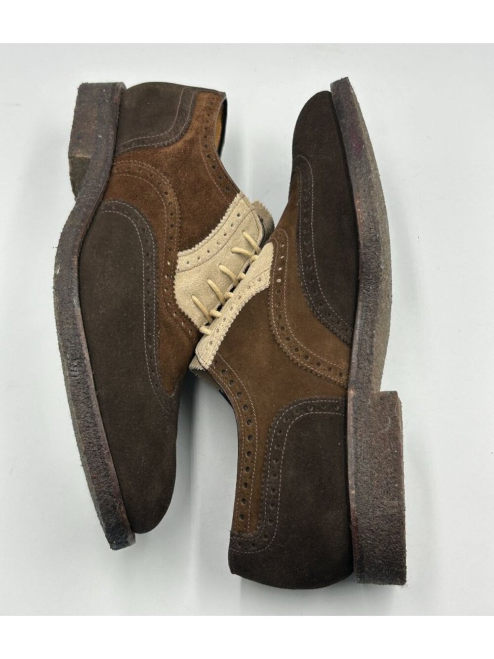Peal & Co. For Brooks Brothers Men Brown Suede Wingtip Oxford Shoes Sz 11D 3268 - Picture 6 of 16